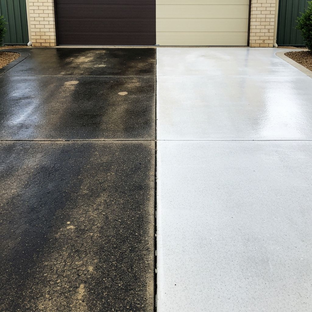 Driveway cleaning result